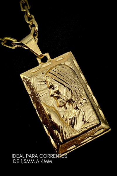 Pingente Placa Face de Cristo Perfil - 2,5x2cm - 2,5g - Banhado A Ouro 18k