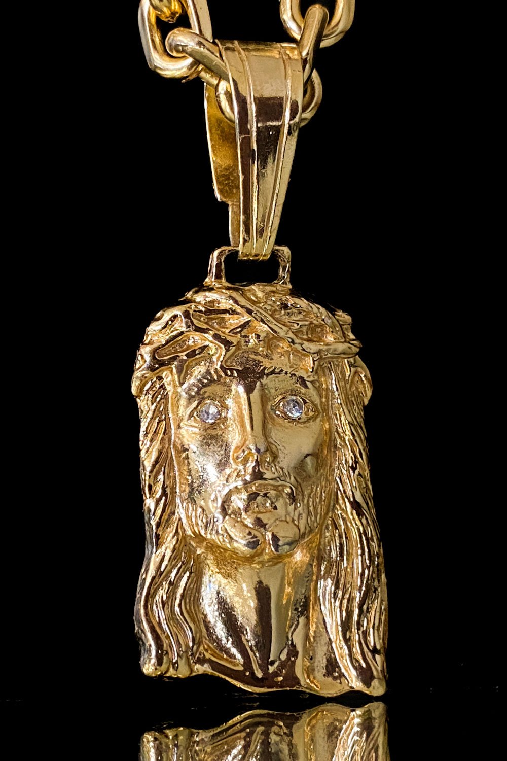 Pingente Face de Cristo Médio - 5,8x3cm - 20,0g - Banhado A Ouro 18k