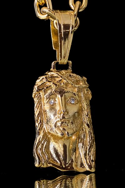 Pingente Face de Cristo Médio - 5,8x3cm - 20,0g - Banhado A Ouro 18k