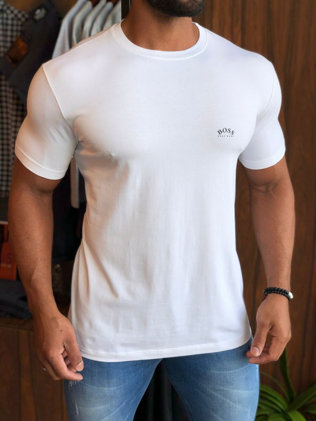 Hugo Boss Uomo " Tee Curvo " Blu collo Tondo T-Shirt US 3XL It