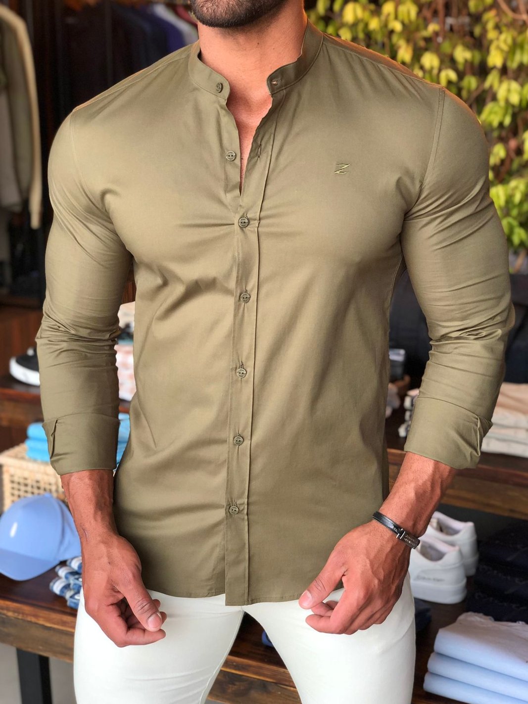 Zip Off Camisa Social Verde Camisa Zip Off Ml Gola Padre Verde