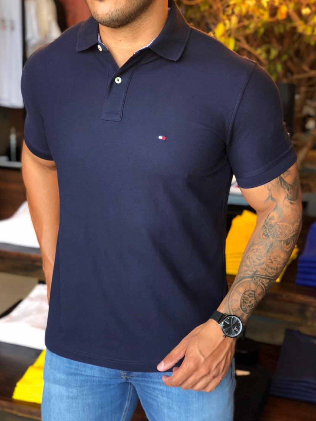 Azul Marinho Tommy Hilfiger Social Camisa Social Tommy Hilfiger