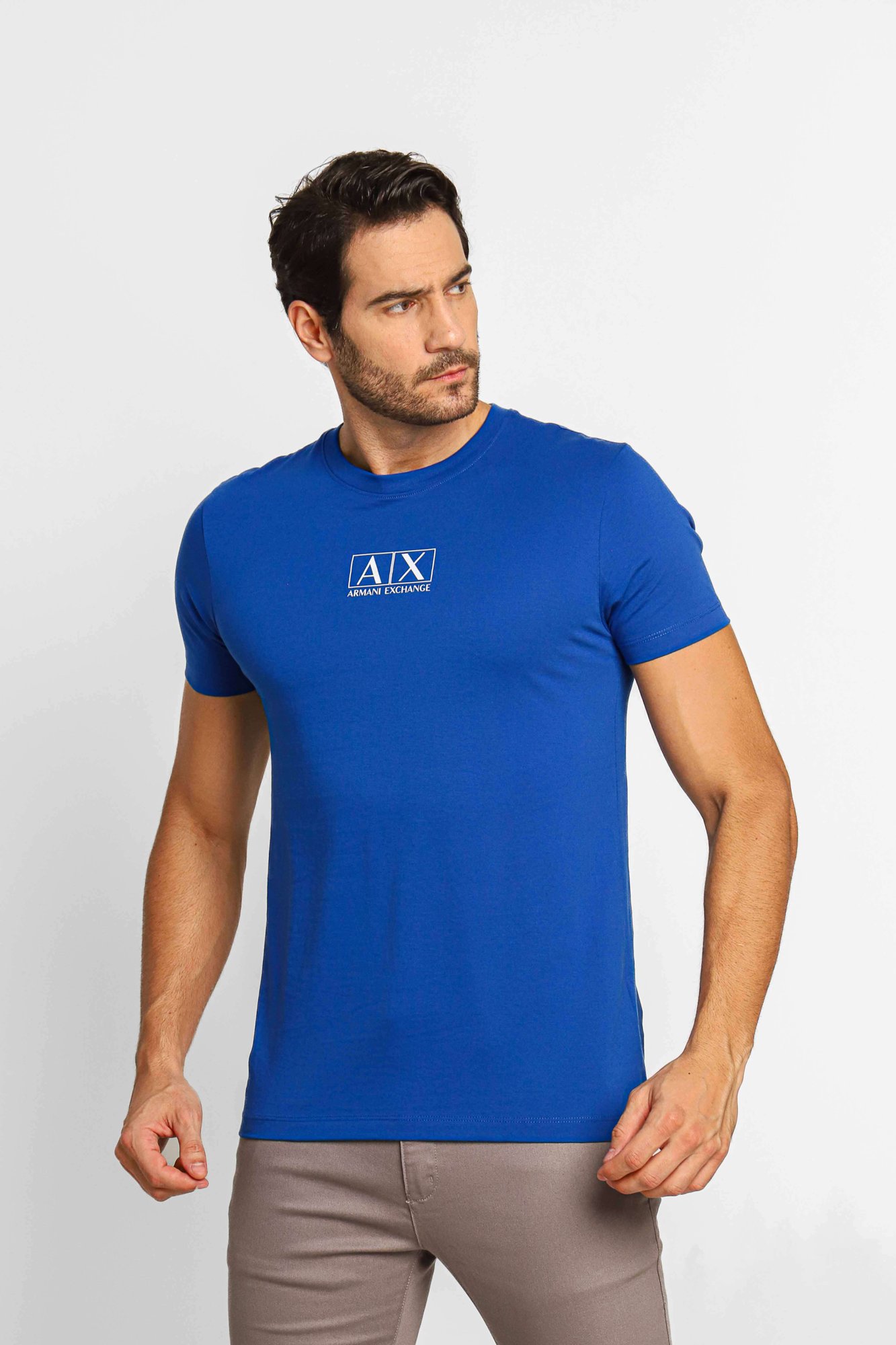 Camiseta Armani Exchange Regular Logo Central Azul Sale Henri