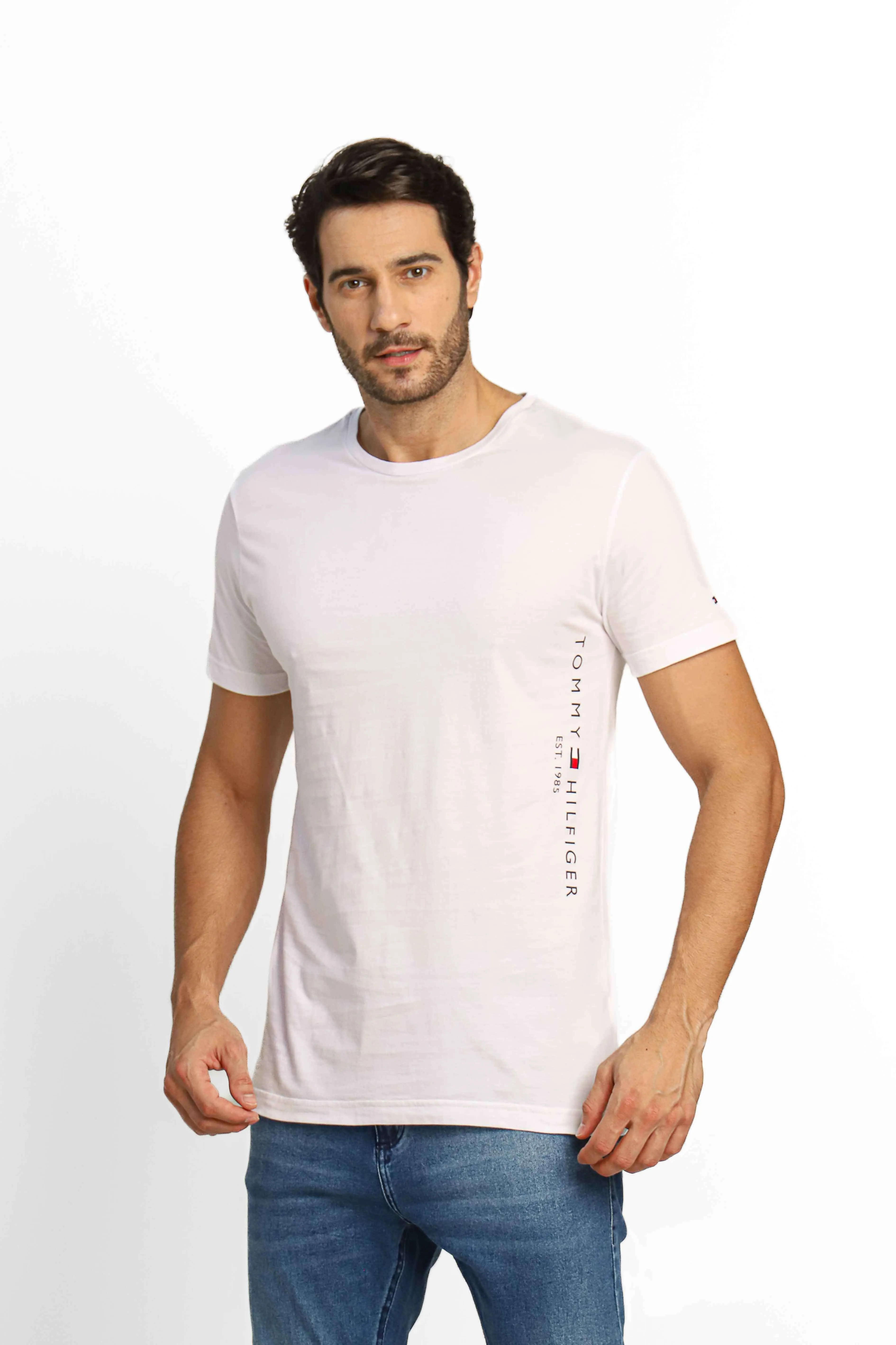 Camiseta Tommy Hilfiger Masculina Global Stripe Chest Branca - Compre Agora