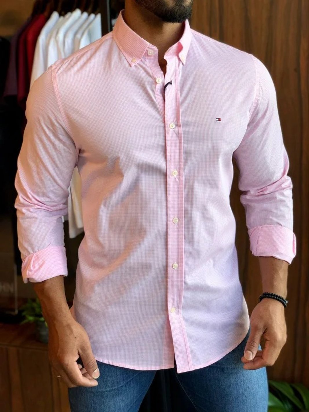 Camisa tommy hilfiger deals rosa