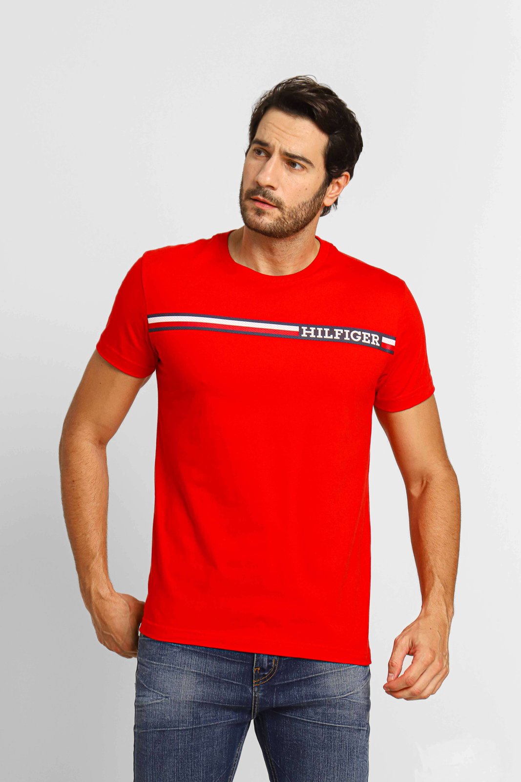 Tommy hilfiger Camisa Polo De Manga Curta Chest Stripe Slim Branco