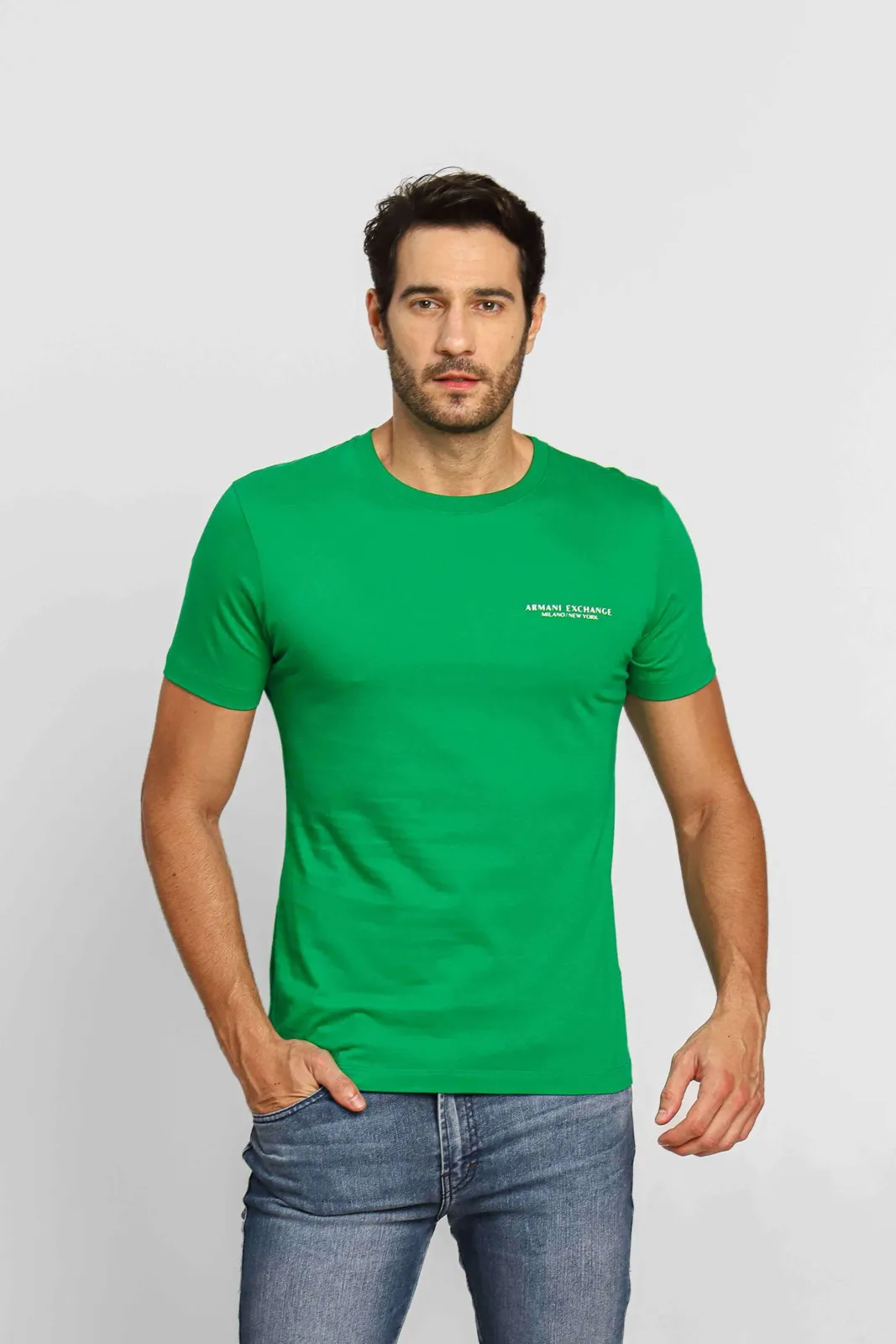 Camiseta Armani Exchange Regular Logo Peito Verde Sale