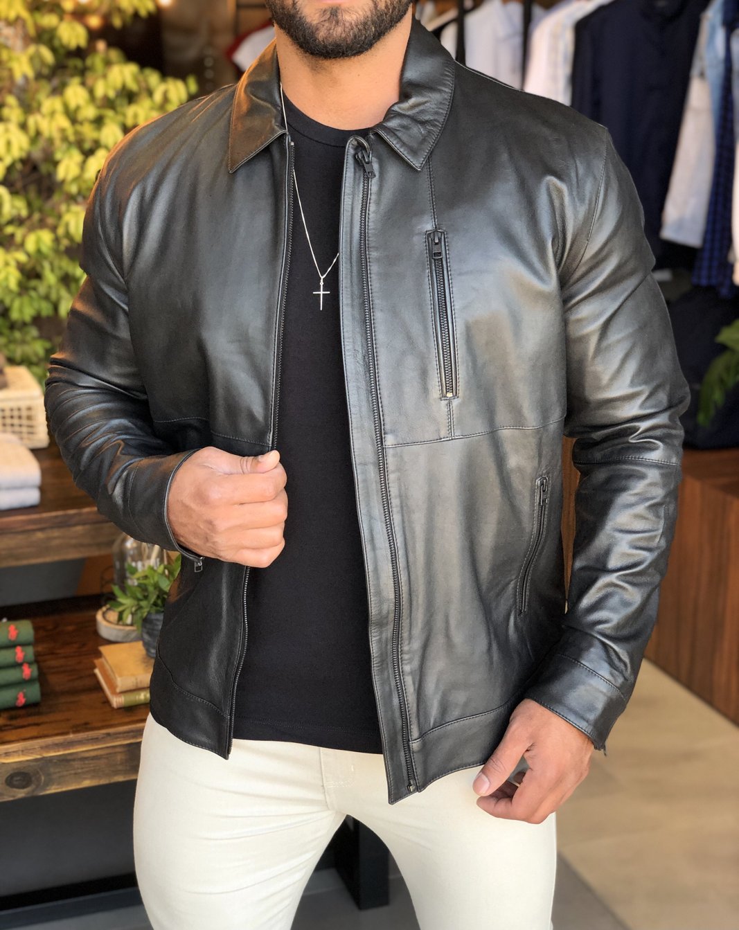 Couro Calvin Casaco Calvin Klein Masculino Jaqueta Calvin Klein