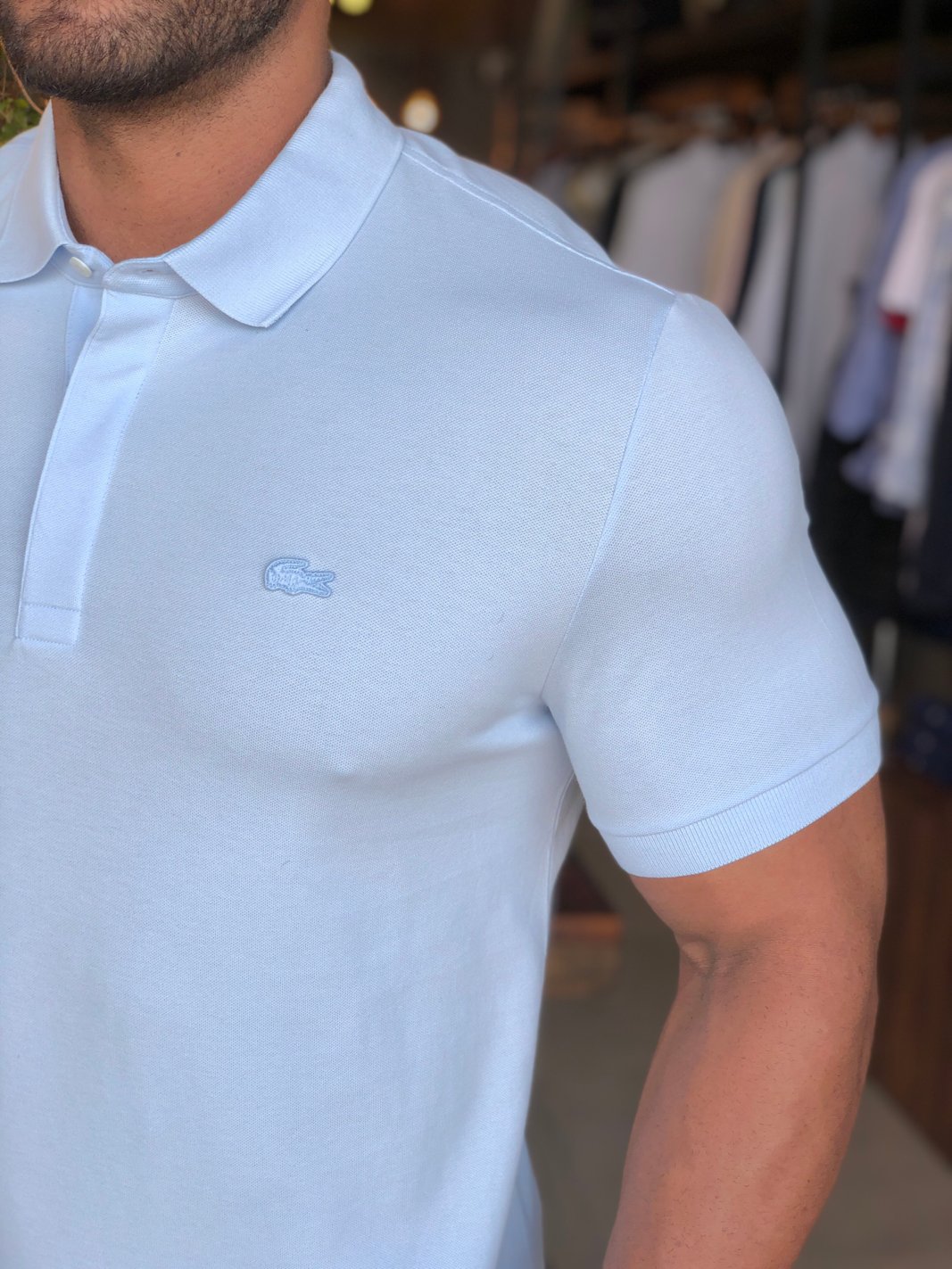 Polo Lacoste Paris Regular Fit Azul Claro Henri Store Loja Oficial