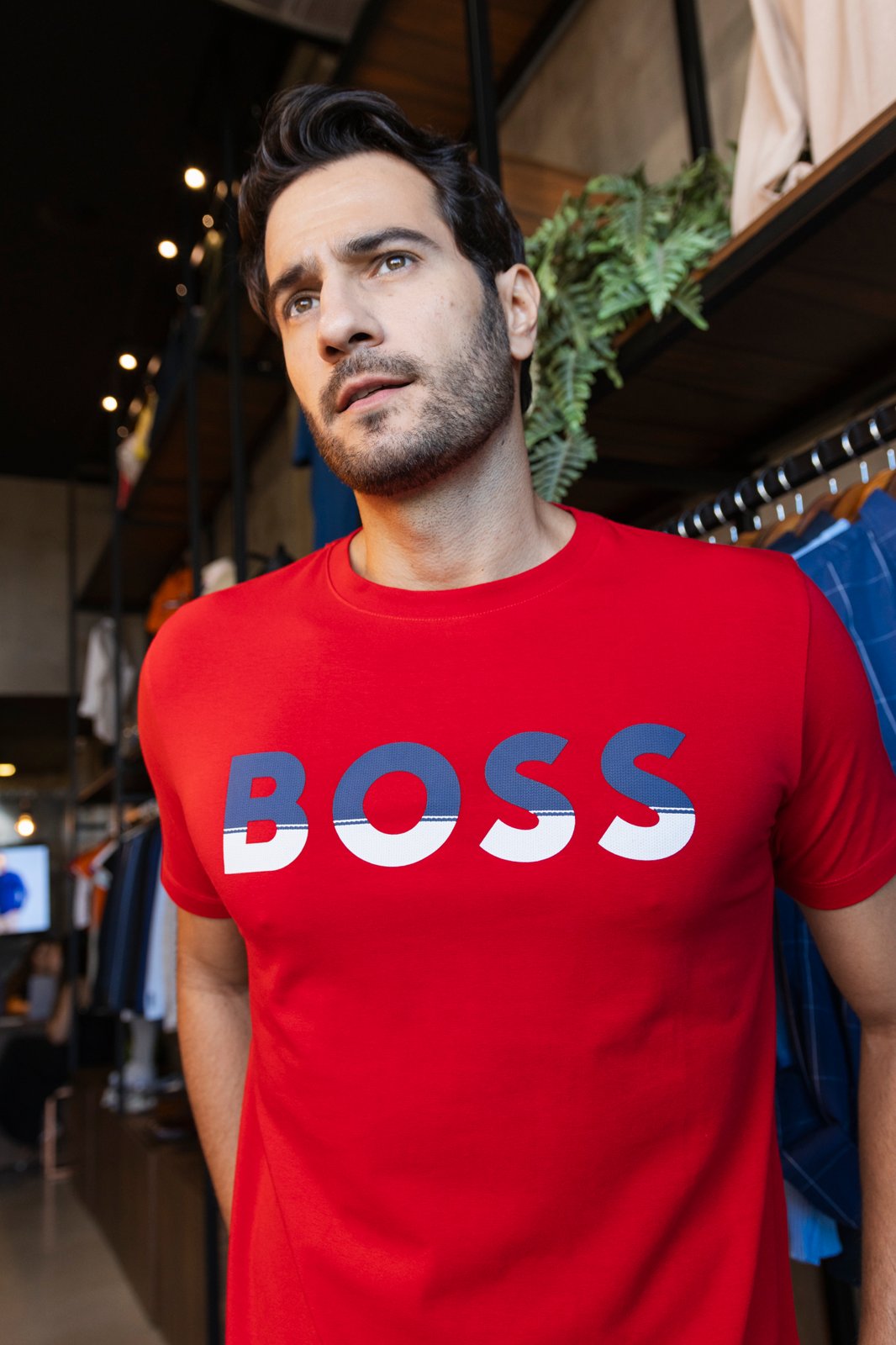 Camiseta Hugo Boss Regular Fit Pima Cotton Logo Central Vermelho Henri Store