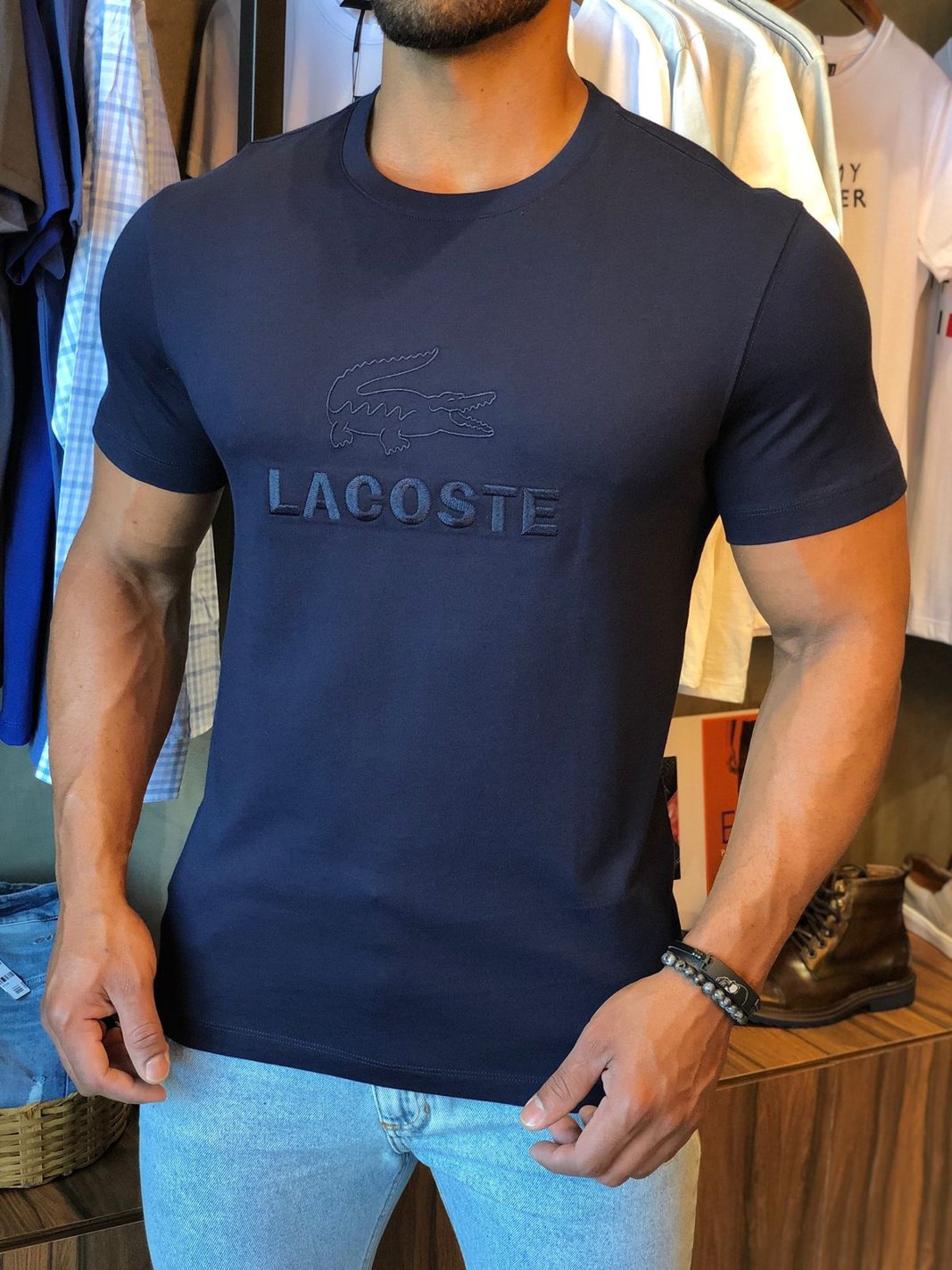 Camiseta Lacoste Croco Bordado Marinho