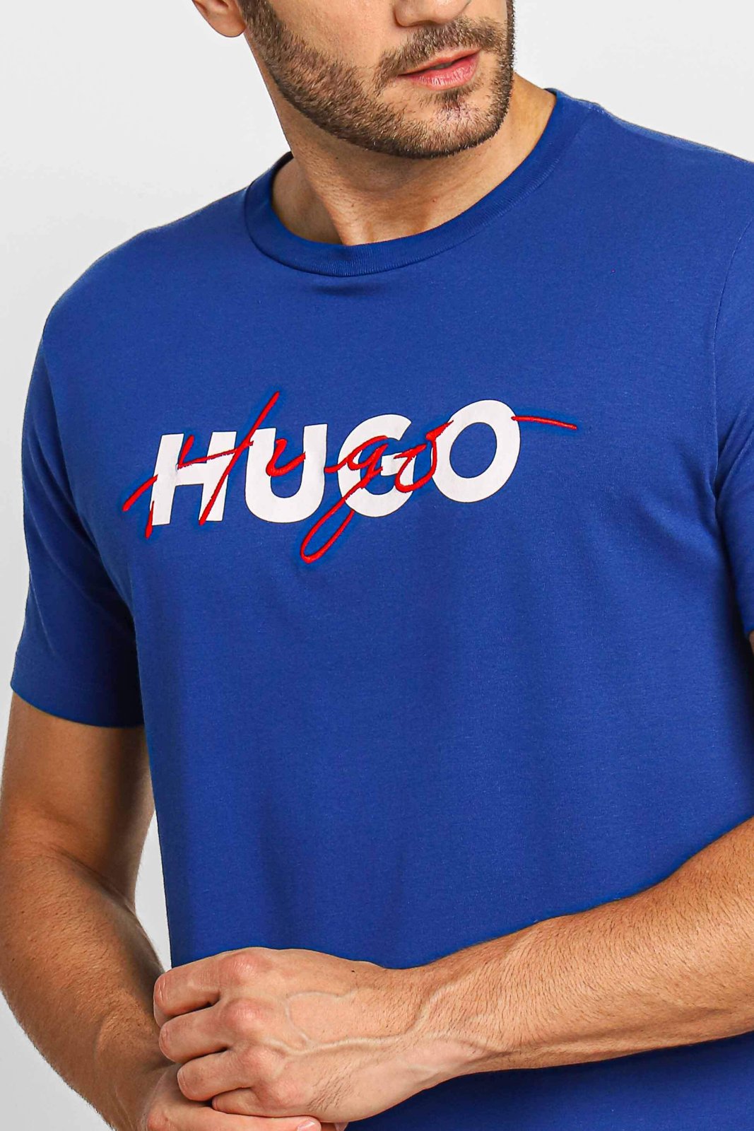 Camiseta Hugo Boss Logo Central Azul Royal Sale Henri Store