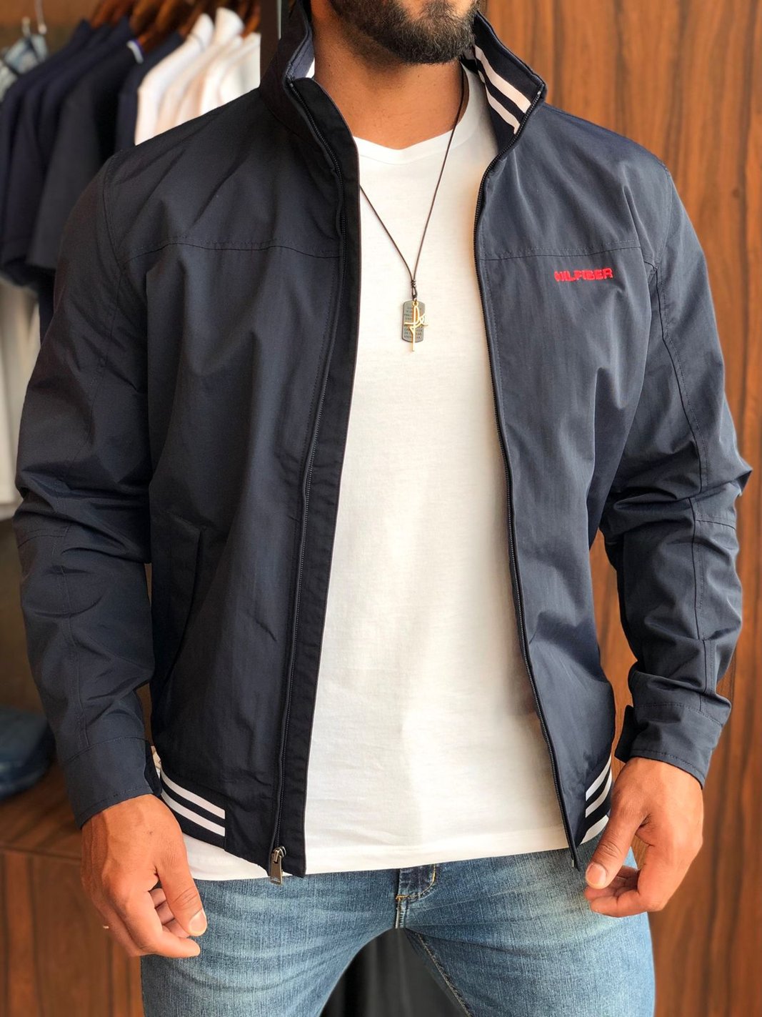 Jaqueta Tommy Hilfiger Replen Regatta Jacket Azul Marinho Escrita