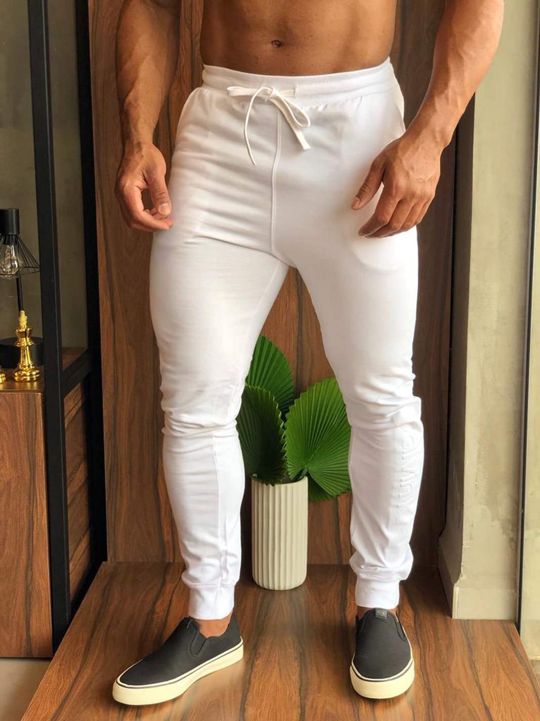 Calça Moletom CalÃ§a Calvin Klein Masculina Branca Casaco