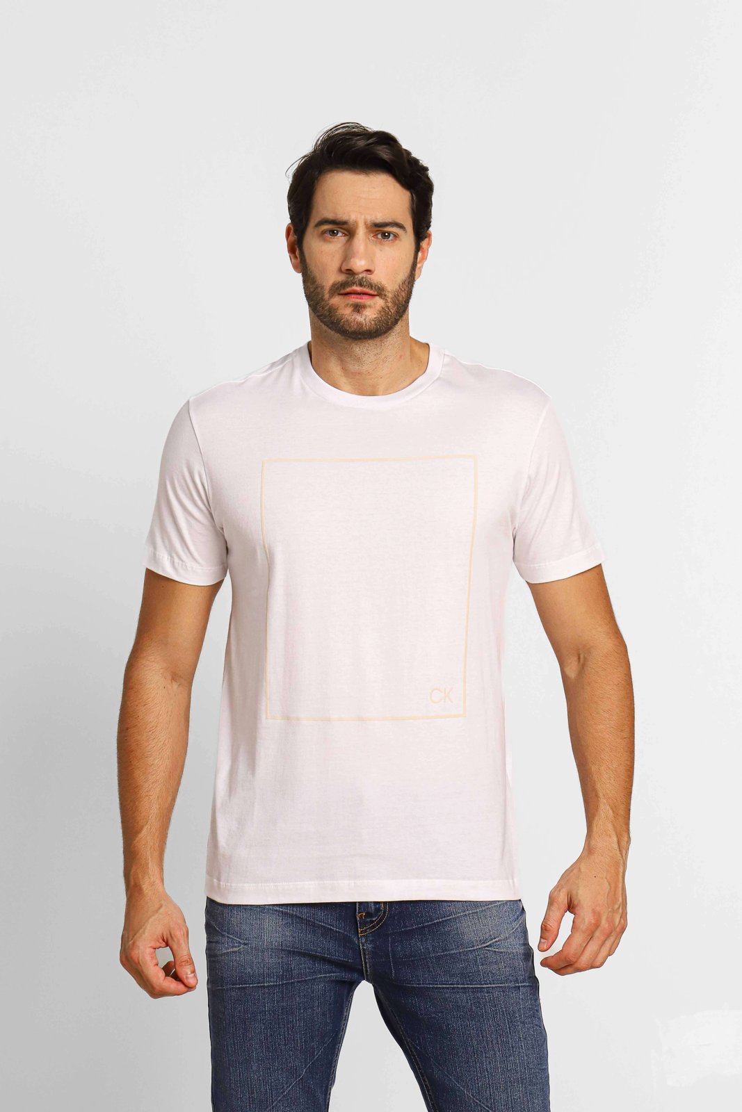 Camiseta Calvin Klein Branco Estampada Quadrada