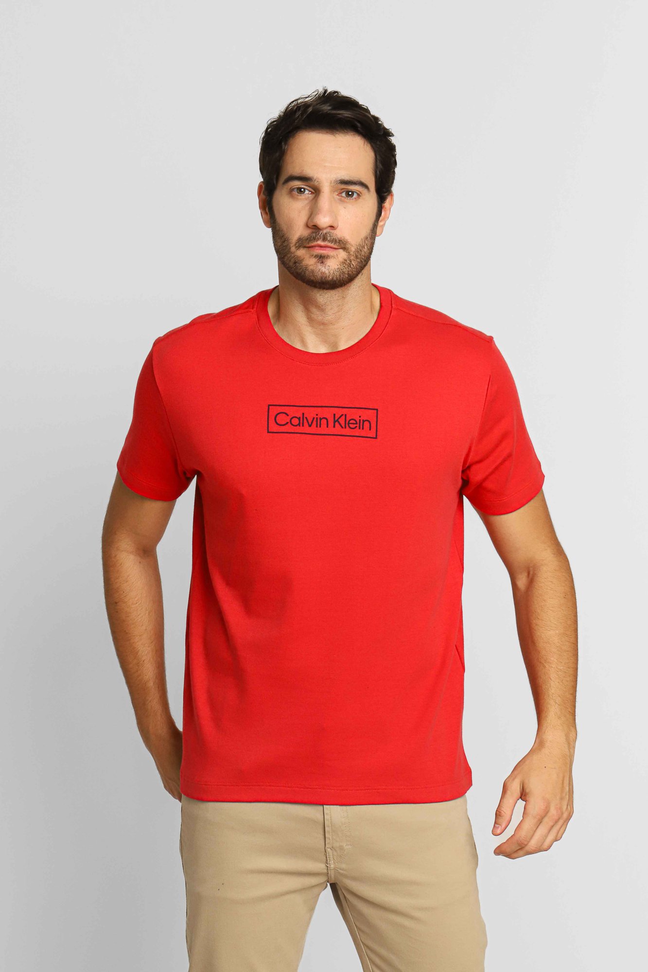 Camiseta Calvin Klein Logo Central Vermelho