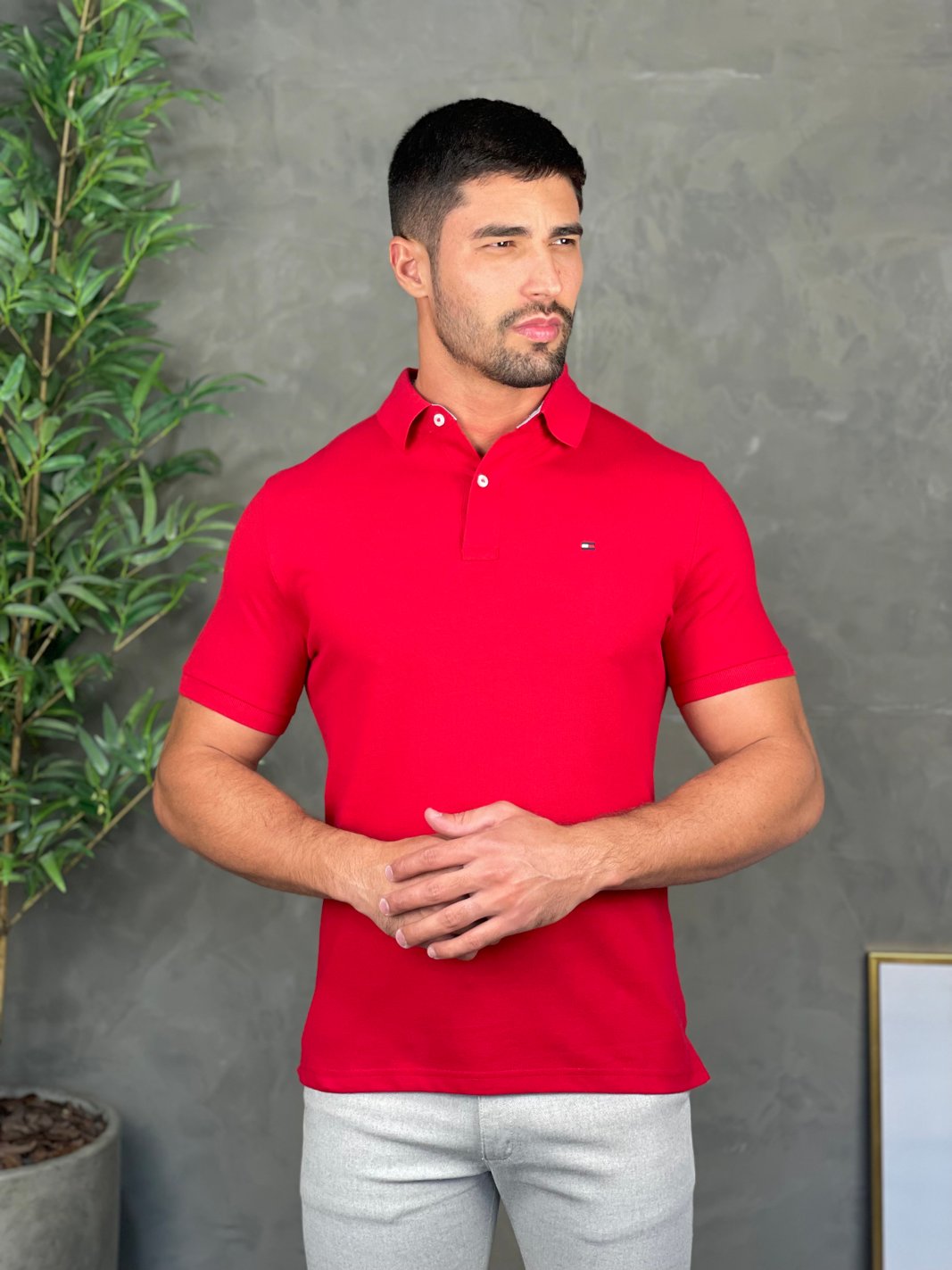 Polo Tommy Hilfiger Regular Fit Vermelha