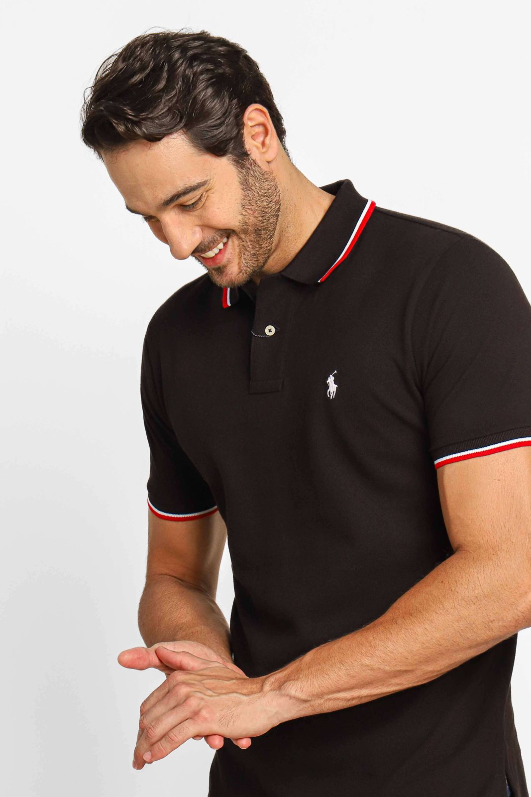 Polo Ralph Lauren Preta Friso Gola Small Poney Branco - Sale