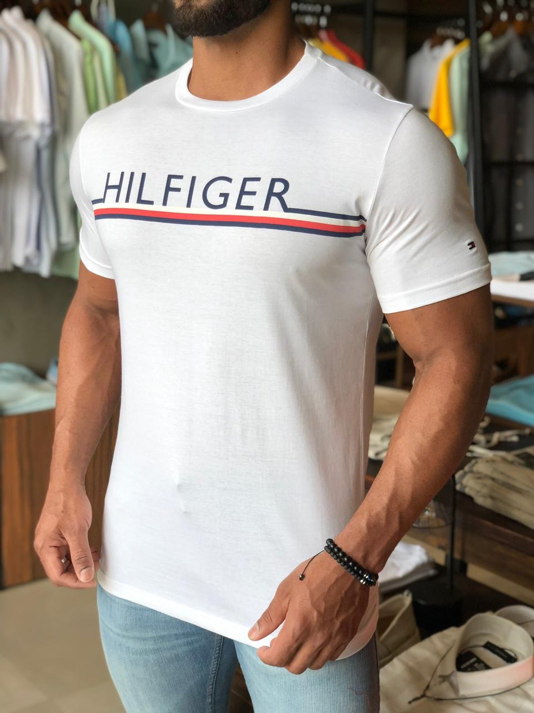 Camiseta Tommy Hilfiger Box Outline Branco THMW0MW29903