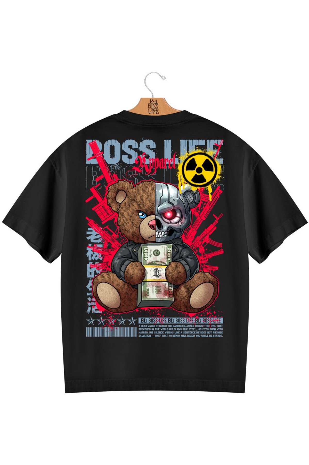 Camiseta Oversized Boss Life Teddy Cyber 3 Frente e Costas | Boss Life