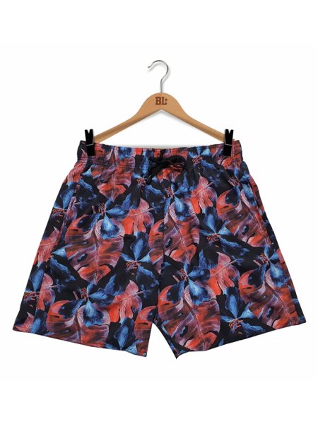 Swim Shorts Floral Red Blue
