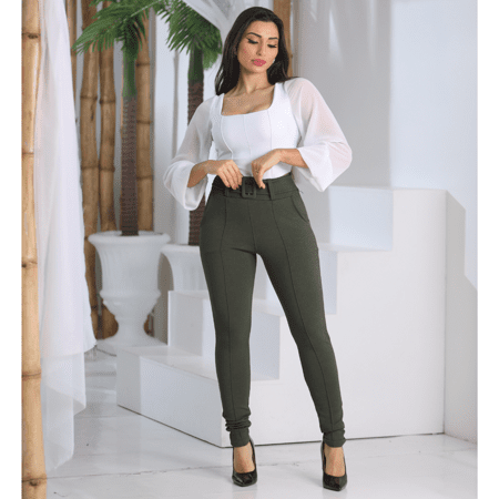 Calça Alfaiataria Feminina Calça Flare Cintura Alta Com Cinto