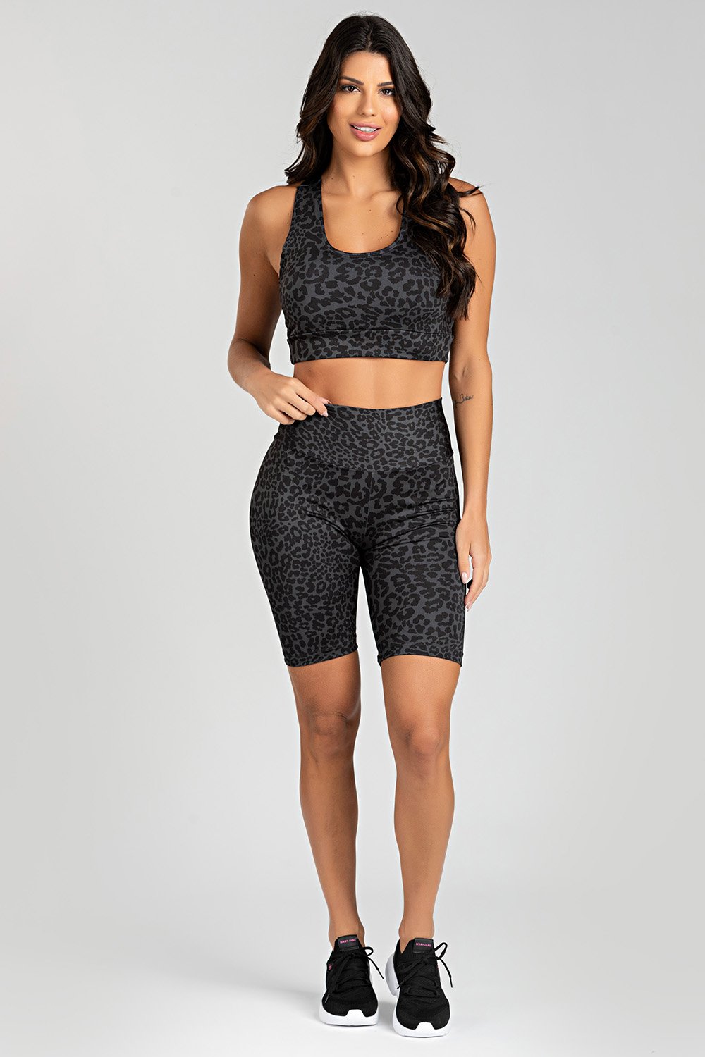 Bermuda Ciclista Estampada Onça-Preta (Preto) – Monnieri | Monnieri Fit Wear