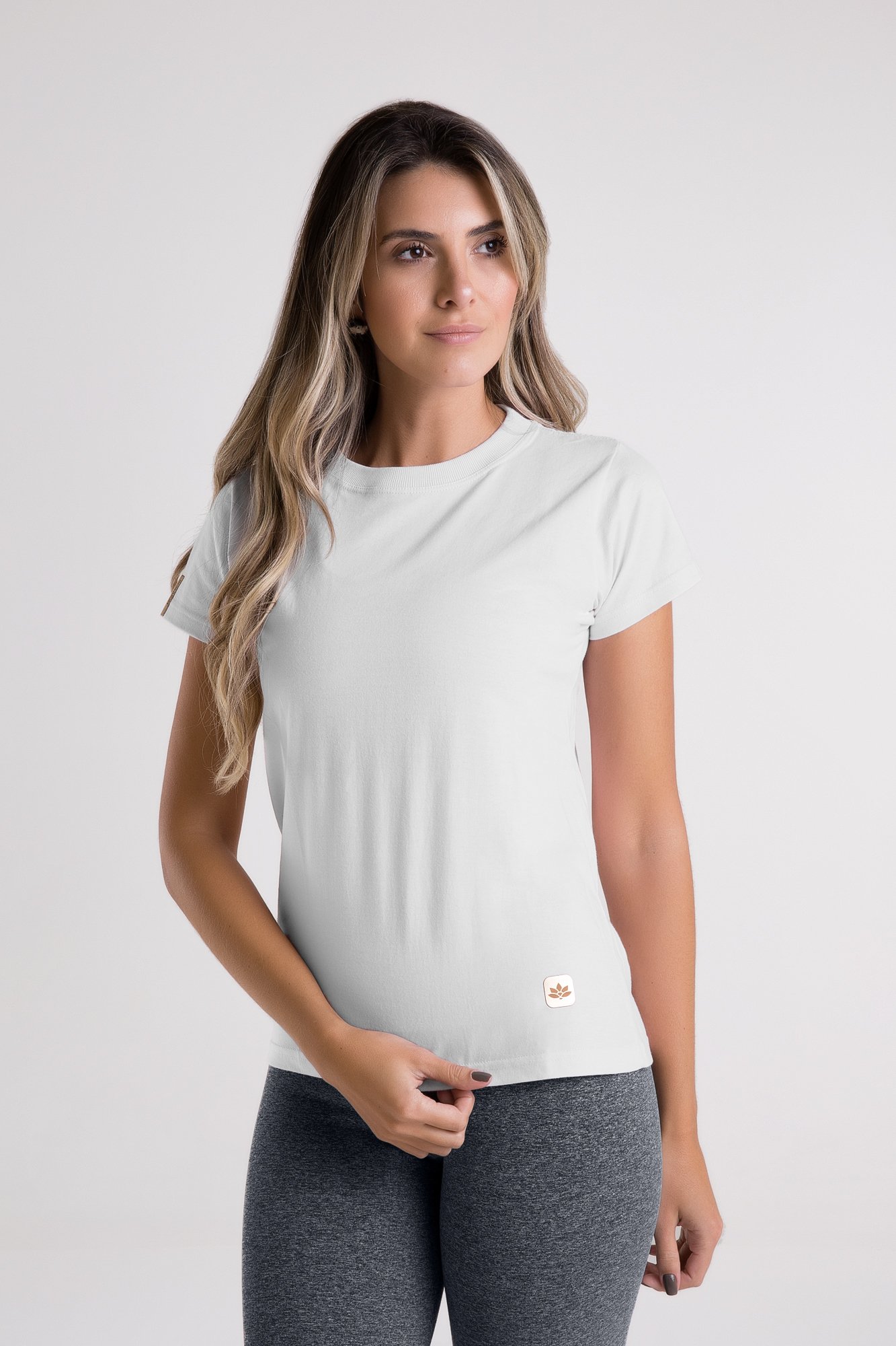 Blusa Baby Look de Algodão Gola Tradicional Branca | Monnieri Fit Wear
