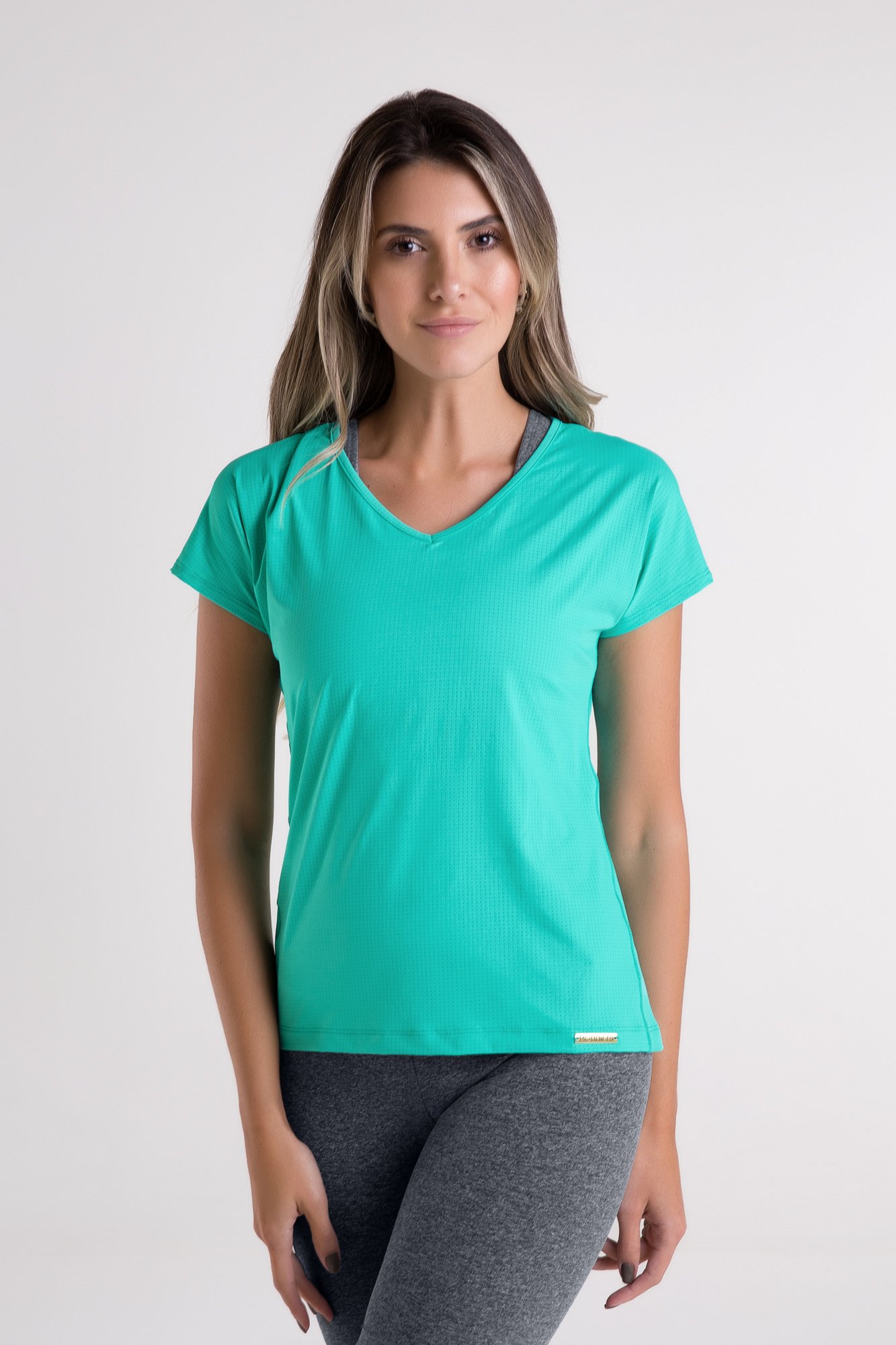Blusa Gola V Verde Água Monnieri Fit Wear - Main Image