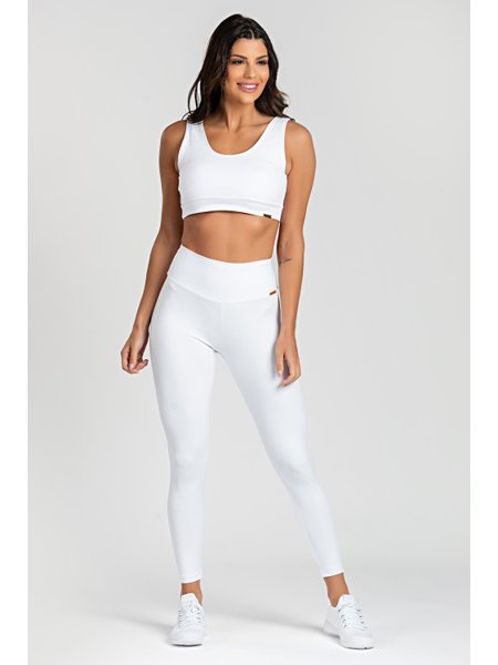 Calça Legging Branca Linha Power Monnieri Fit Wear