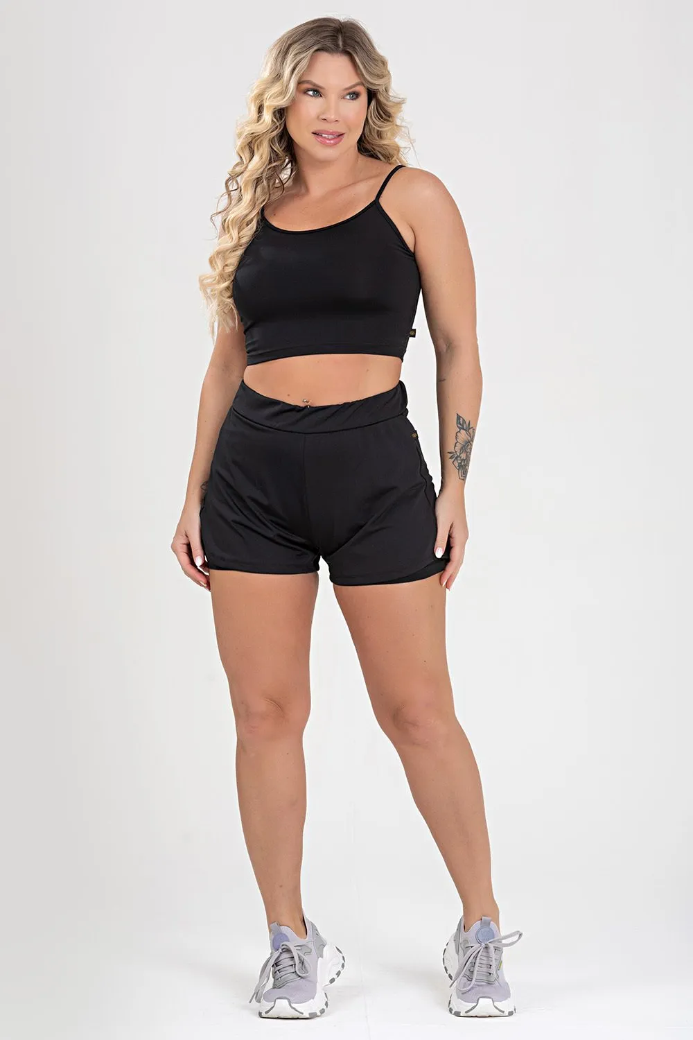 SHORT DUPLO PRETO - LINHA BASIC | Monnieri Fit Wear