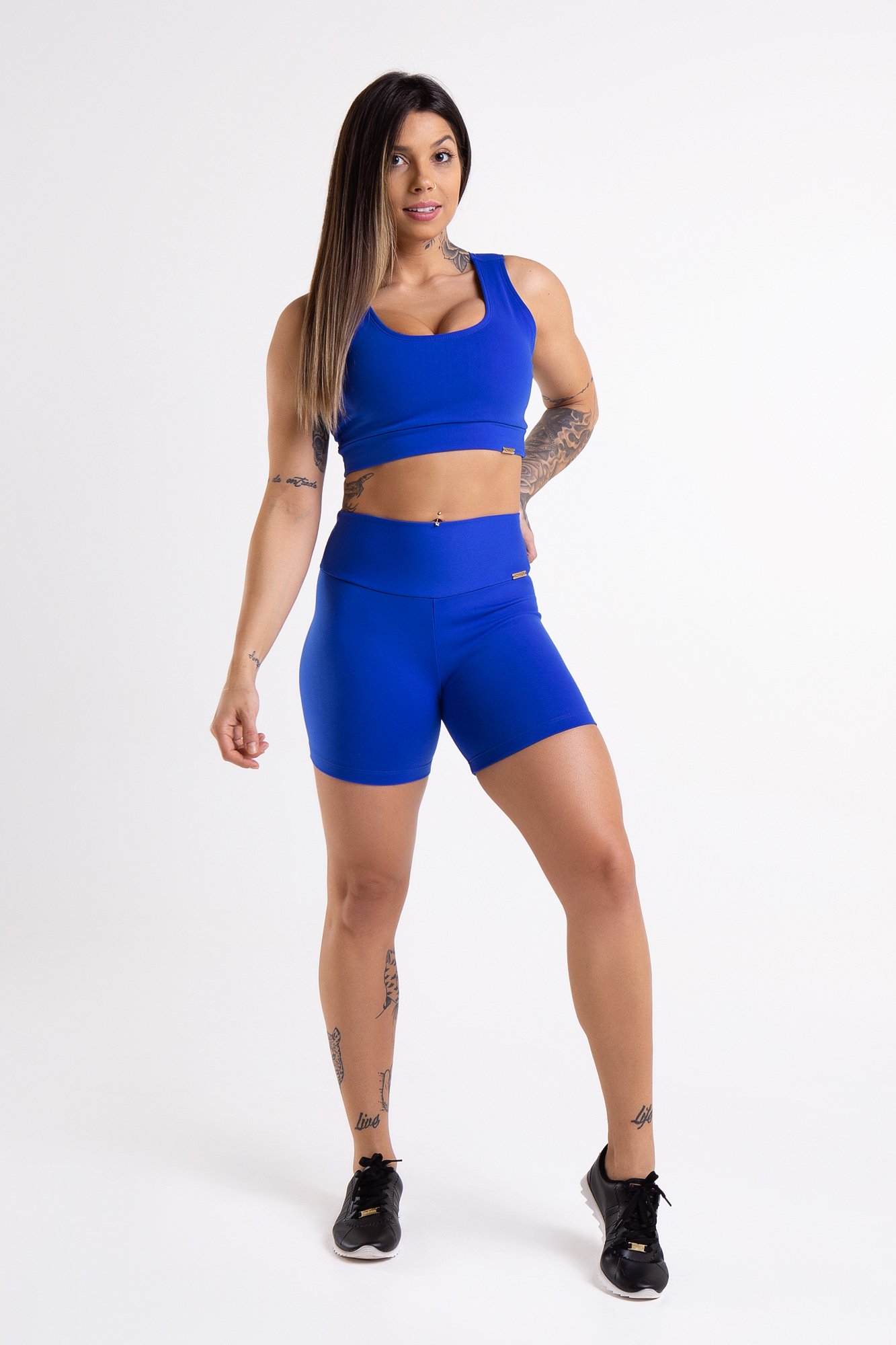 Short saia academia fitness Azul bic godê - Soraya Manfrinato Store