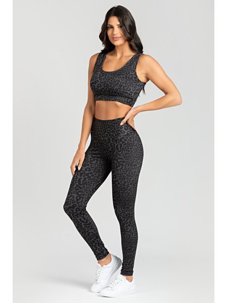 CALÇA LEGGING ESTAMPADA ONÇA PRETA