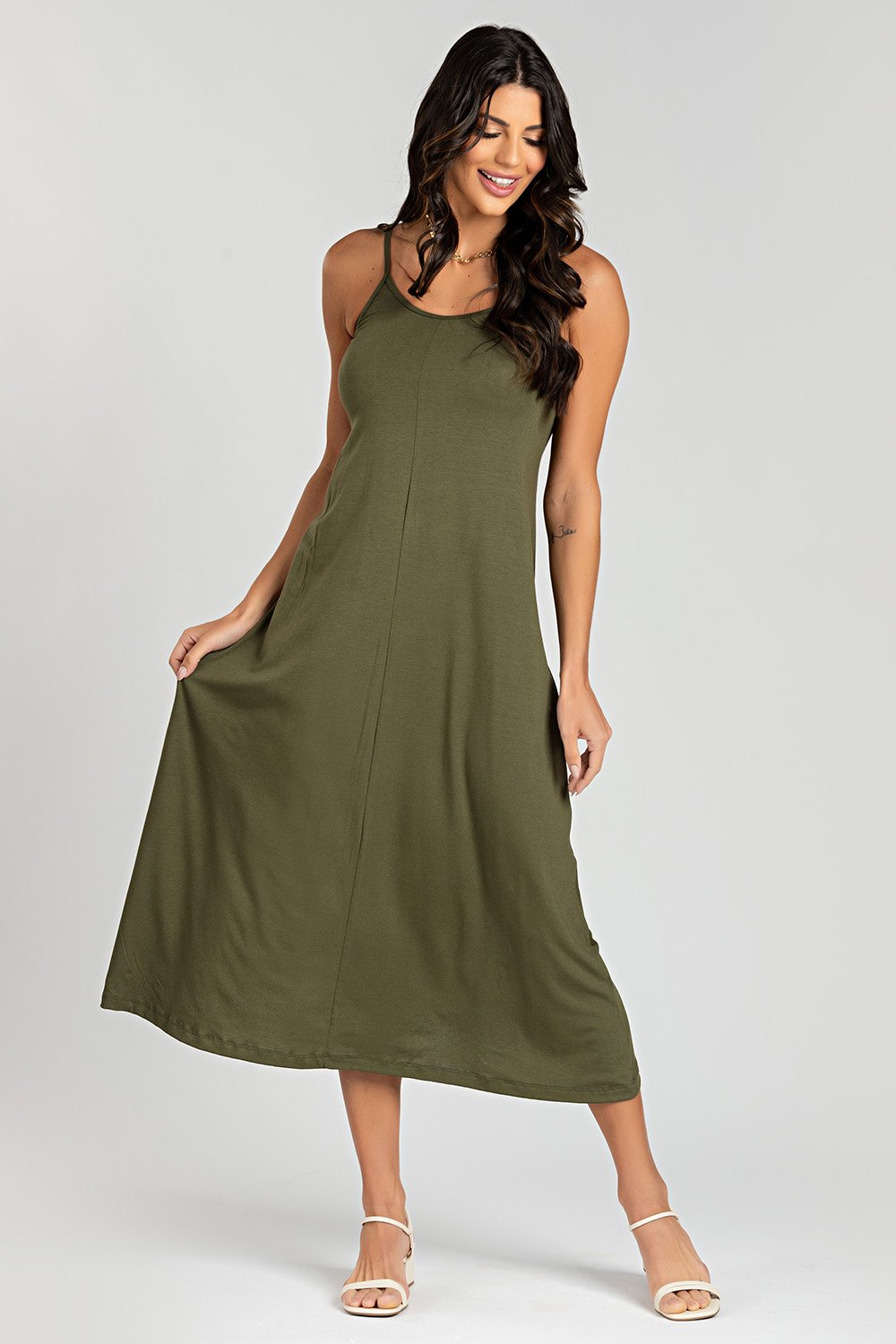 Vestido Verde Militar Vestido Com Estampa Militar Rosalie Vestido