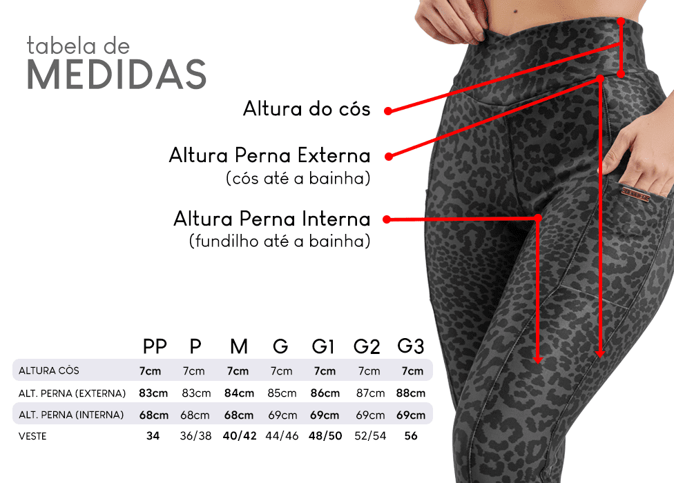 Legging Estampada Onça-Preta c/ Bolso Lateral (LECV)
