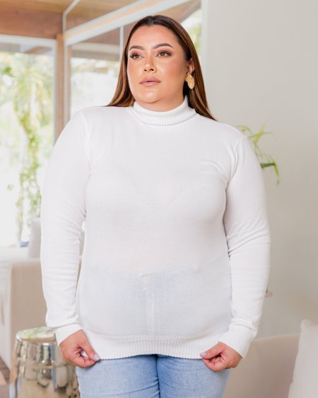 Blusa De Frio Cacharrel Feminina Gola Alta Trico Manga Longa GG