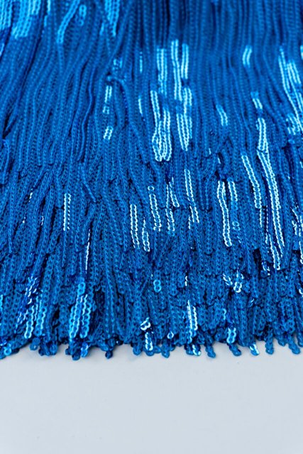 Franja de Paetê Azul Turquesa - 20 cm de franjas. | Boutique dos Tecidos