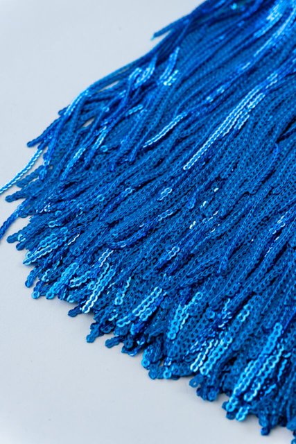 Franja de Paetê Azul Turquesa - 20 cm de franjas. | Boutique dos Tecidos
