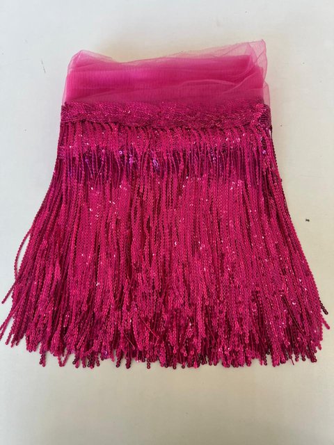 Franja Rosa Franja de Paetê Rosa Pink - 20 cm de franjas. | Boutique dos Tecidos