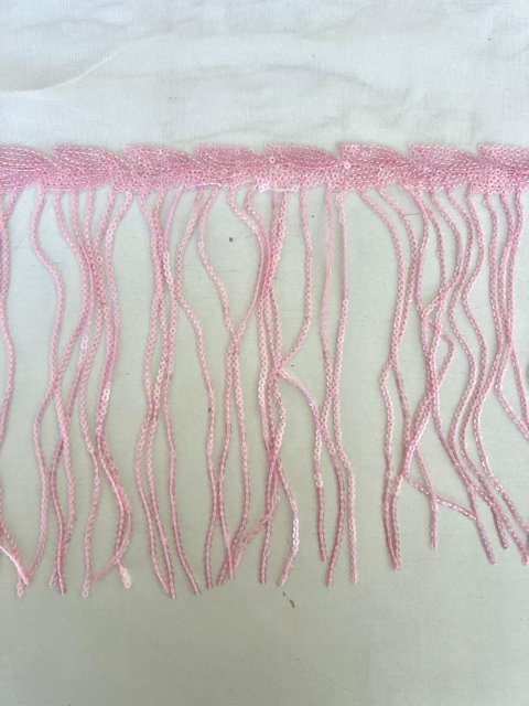 Franja Rosa Franja de Paetê Rosa Bebê - 20 cm de franjas. | Boutique dos Tecidos