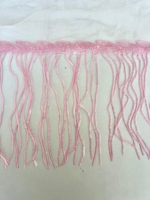 Franja de Paetê Rosa Bebê - 20 cm de franjas. | Boutique dos Tecidos