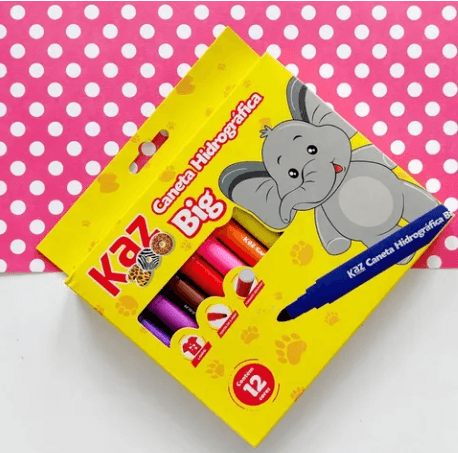 Caneta Hidrográfica Big Zoo Kaz 12 cores | Jardim Secreto Papelaria