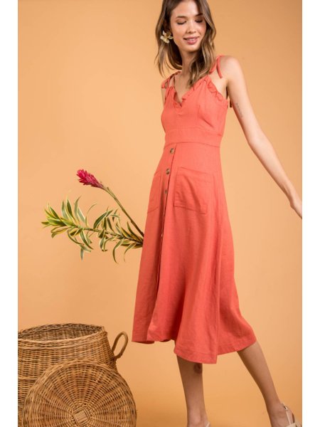 vestido de linho com laço