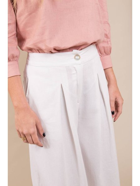 calça pantalona de linho branca