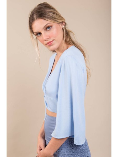 Blusa manga ampla torcida viscose air blue