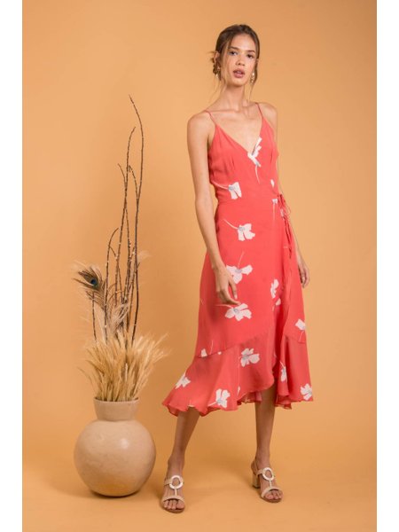 vestido de seda transpassado