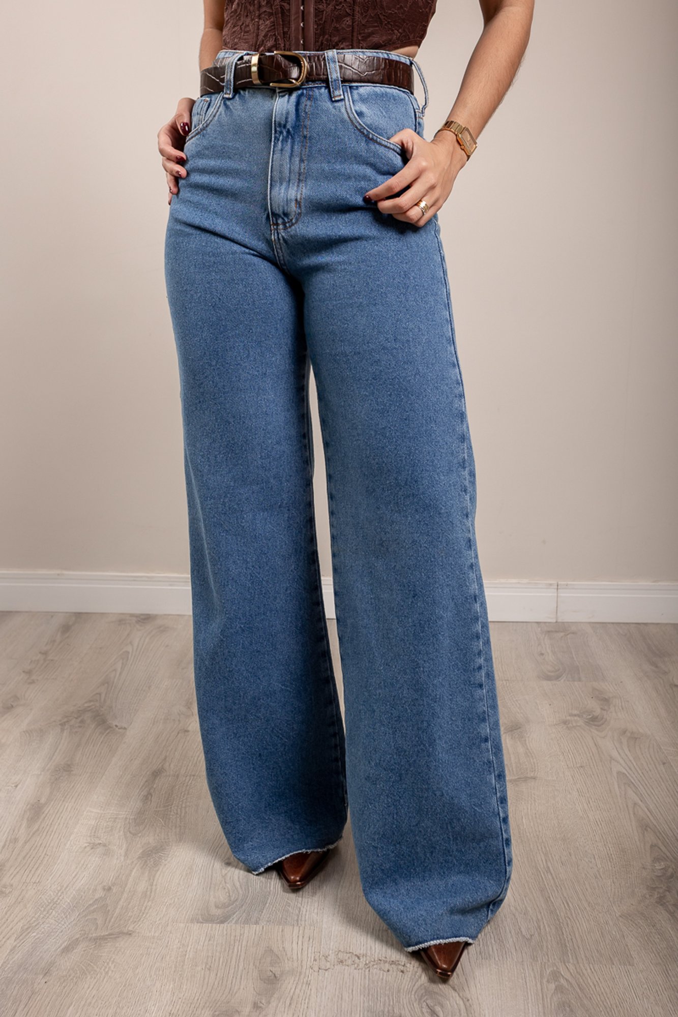 Calça Jeans Feminina Wide Leg Cintura Alta | Loja Platô