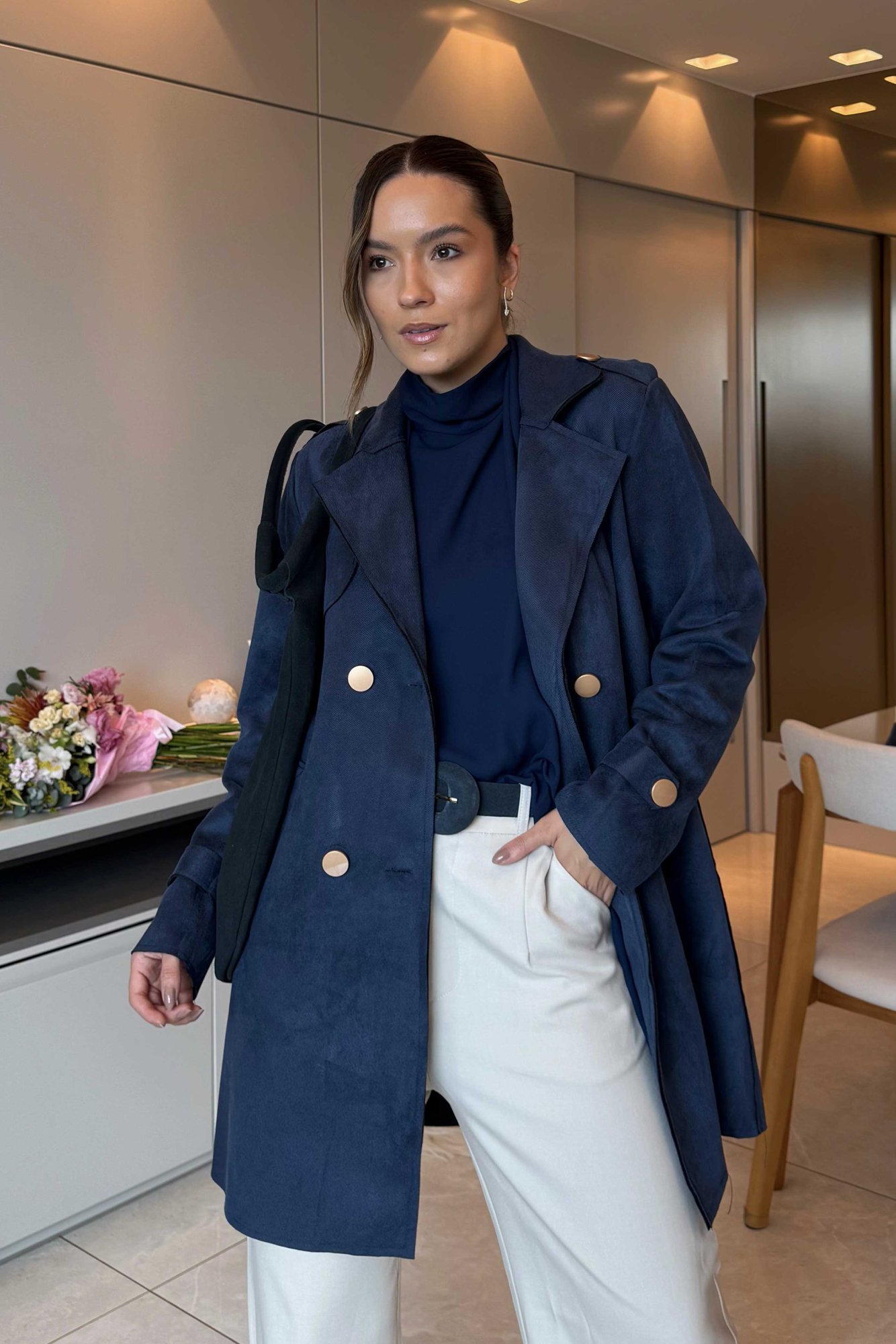 Trench Coat Feminino Gabardine com Cinto Faixa | Loja Platô