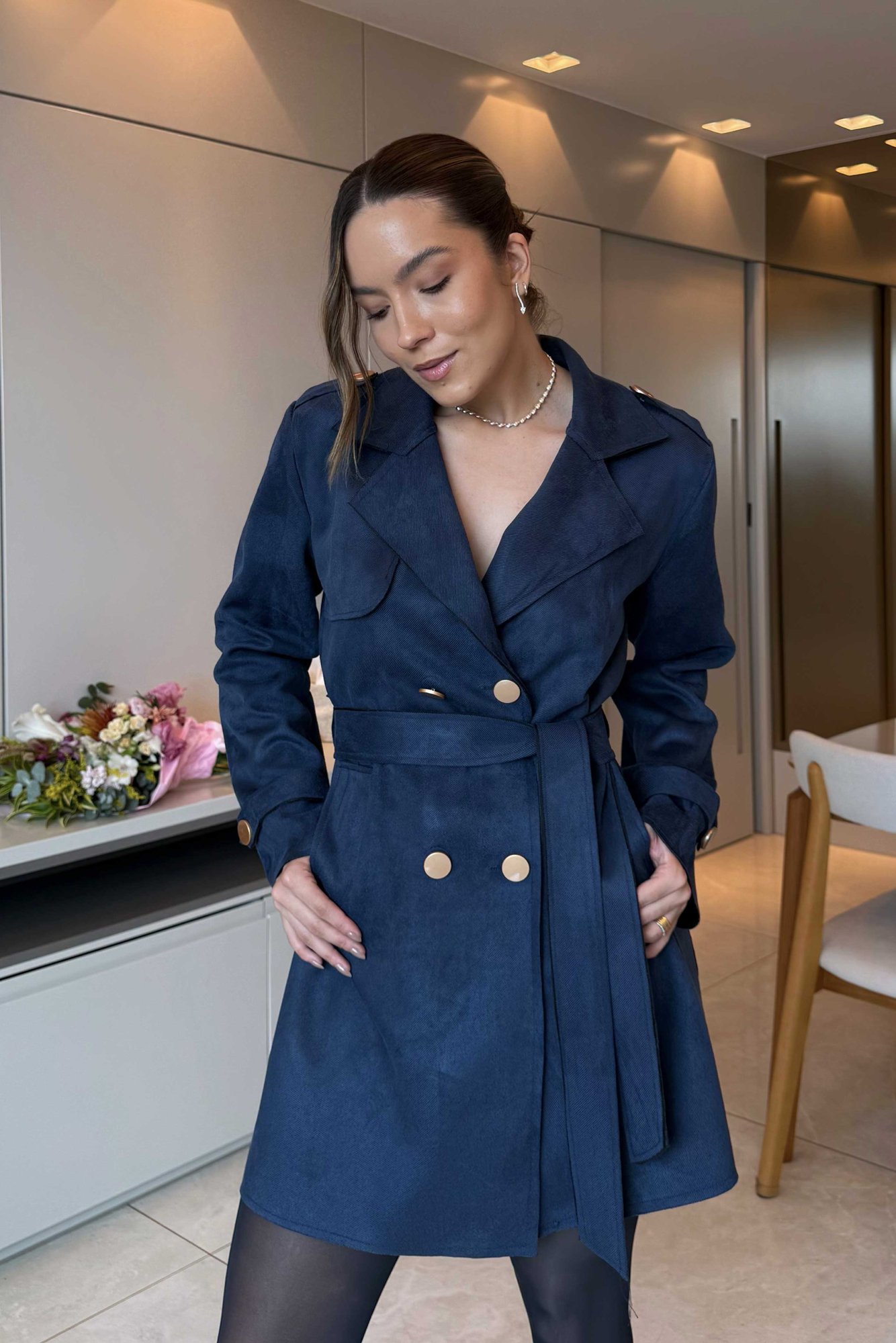 Trench Coat Feminino Gabardine com Cinto Faixa | Loja Platô