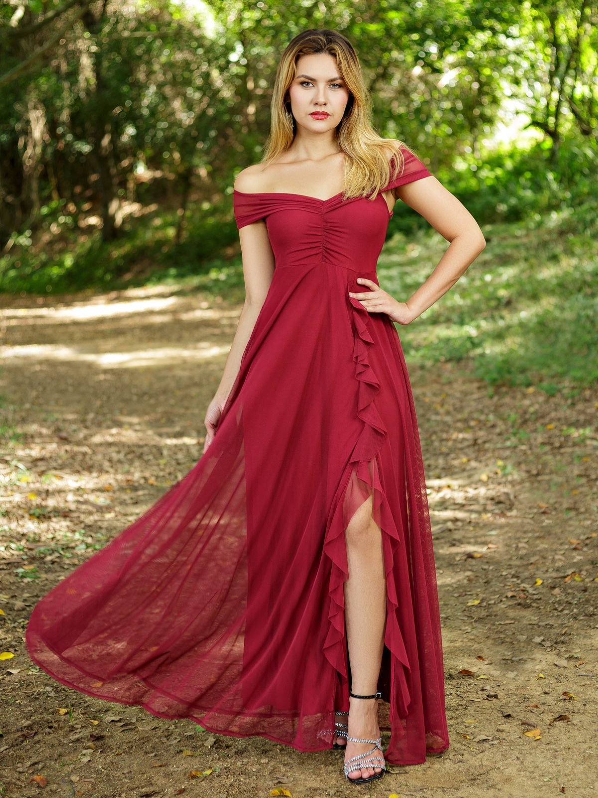 Ombro Vestido Longo Gode Vestido Ombro A Ombro Gode Clearance